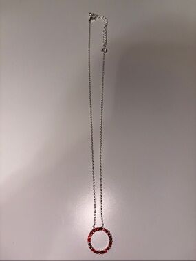 ❤️‍🔥3/10$❤️‍🔥Red Crystal Circle Pendant Necklace